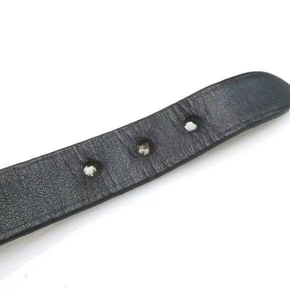 Auth HERMES Bracelet Black/Silver Leather/Metal - - Picture 7 of 10